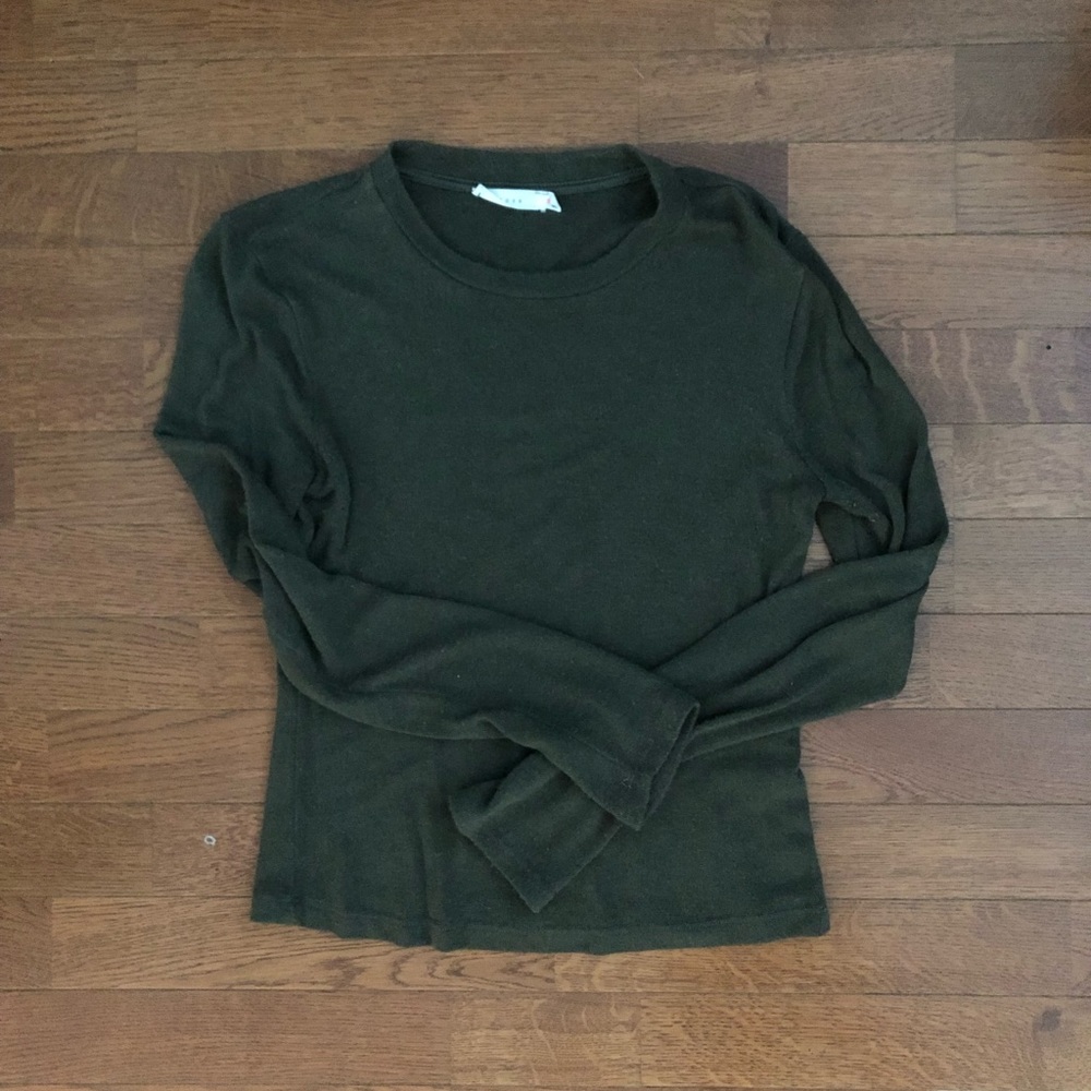 LUSH Cozy Olive Green Crewneck Sweater